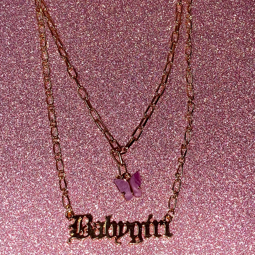 Purple butterfly baby girl necklace